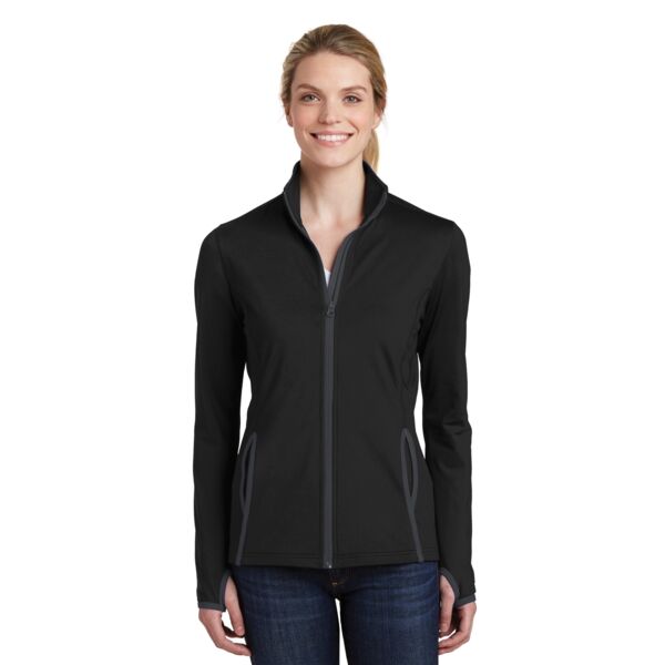 Ladies Sport Wick ® Stretch Contrast Full Zip Jacket Thumbnail