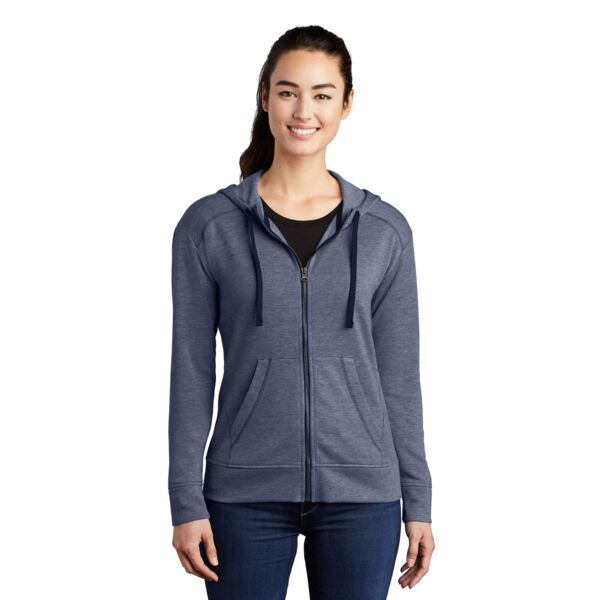 ® Ladies PosiCharge ® Tri Blend Wicking Fleece Full Zip Hooded Jacket Thumbnail